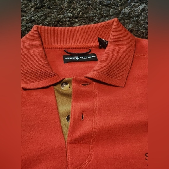 Page & Tuttle Men’s Collared 1/4 Button Burnt Orange Fleece Golf Pullover NWOT - Picture 5 of 7